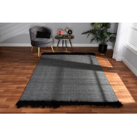 Baxton Studio Dalston-Graphite-Rug Baxton Studio Dalston Modern and Contemporary Dark Grey and Black Handwoven Wool Blend Area Rug